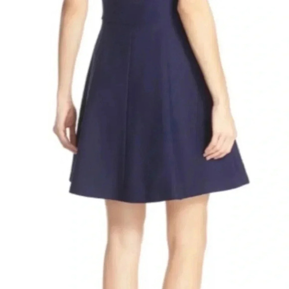 ANTHROPOLOGIE. CUT OUT MINI FIT & FLARE BLUE DRESS WITH FRONT ZIPPER - Picture 4 of 14
